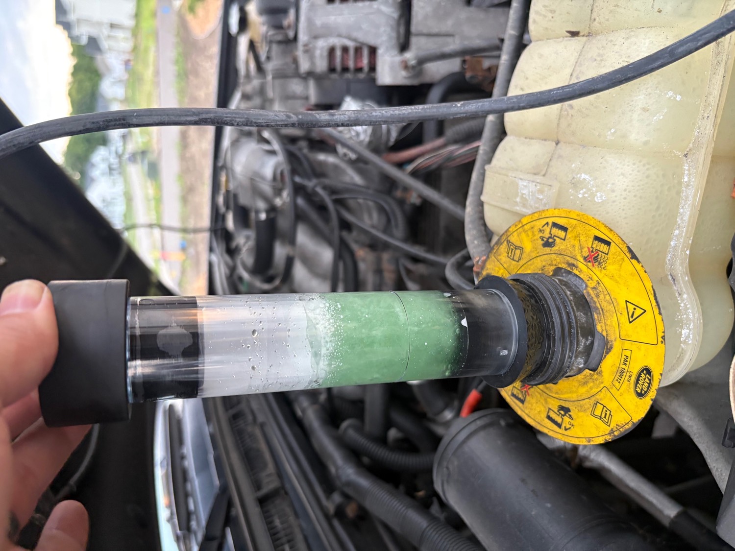 Combustion leak test in progress